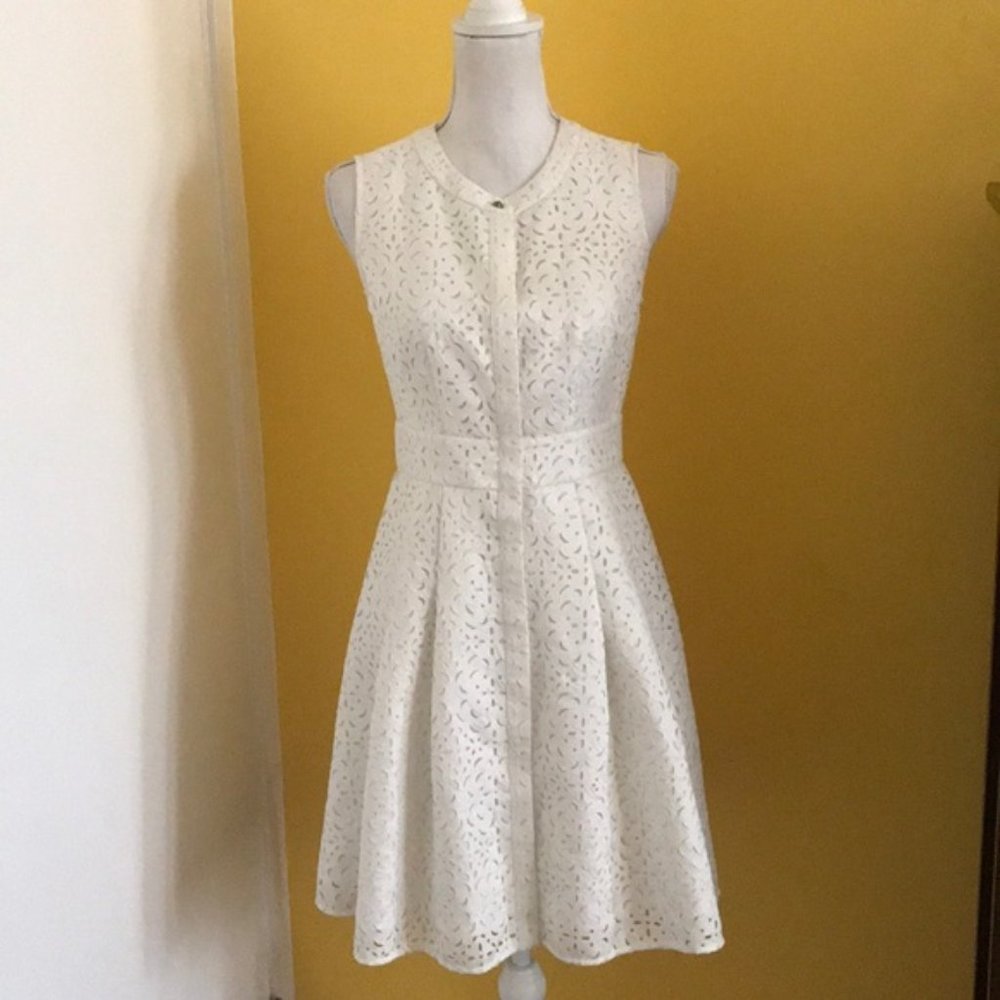 Rachel Roy Laser Cut Lace Shirt  Dress in White size 4 - Picture 3 of 8